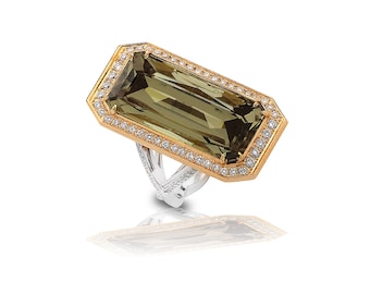 Zultanite® Radiant Cut Gemstone, 26.80 carats, Ring, Gold and Platinum