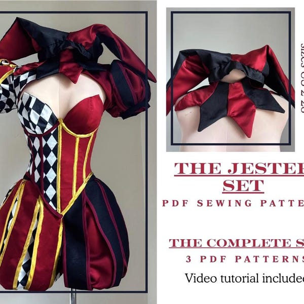 The Jester Set PDF Sewing Pattern 3 Patterns US sizes 2-28 Full Video Tutorial Included
