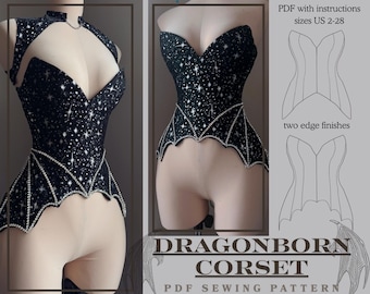 ドラゴンボーンコルセット PDF 縫製パターン US 2-28