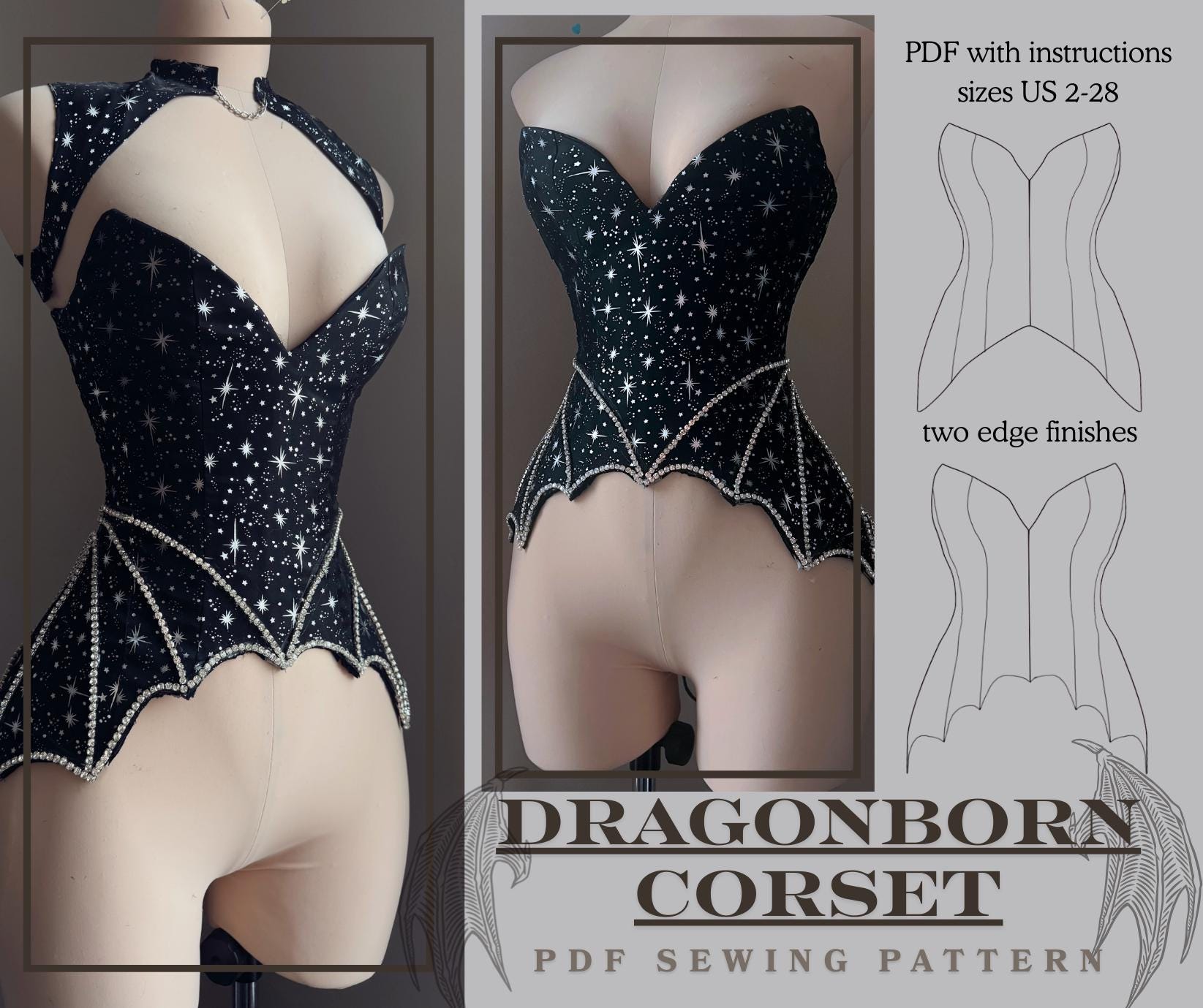 Bustier Corset Gothique Satin Blanc Et Dentelle Noire - Taille 2XL - Comme Neuf