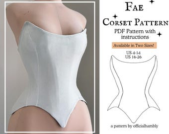 The Fae Corset PDF Pattern Sizes US4-14