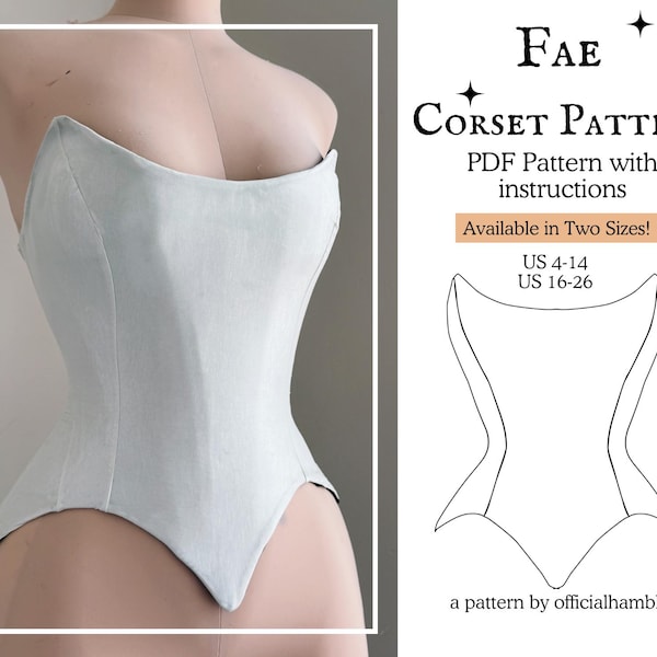 The Fae Corset PDF Pattern Sizes US4-14