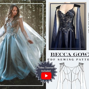 Patron de couture de robe Becca PDF tailles 2-28 avec tutoriel vidéo