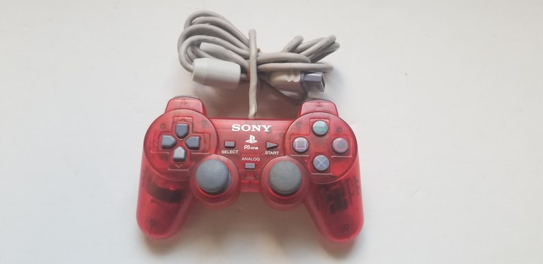 RED Sony PlayStation Analog Controller Dualshock PS1 SCPH-110 Original
