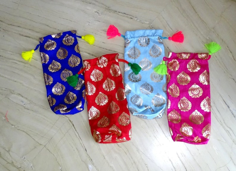 SALE! Colourful Bottle bag,long drawstring pouch,wine champagne Gift pouch,Handmade Gift bag,Gift pouches,Bottle case,Wine gift pouch