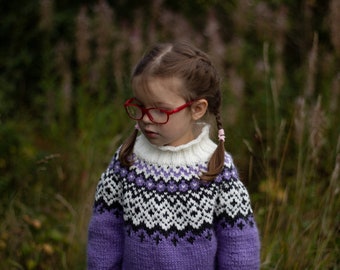Lopapeysa Icelandic woolen unisex sweater, fair isle sweater for kids 4T-5