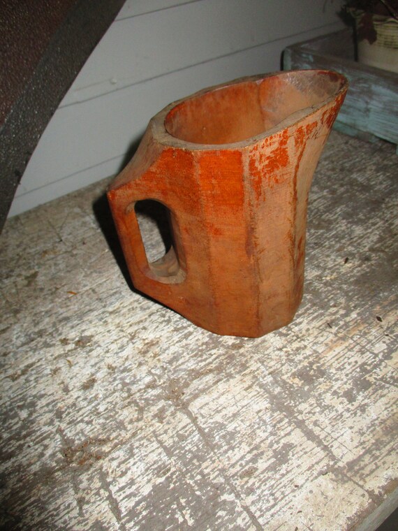 Antique Rare Wooden Noggin Treenware Handmade Pitcher New Etsy
