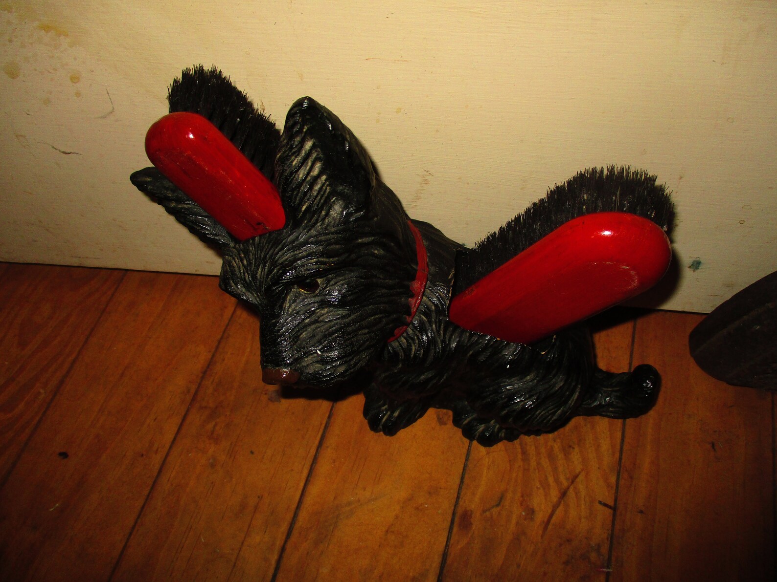 Antique Carved Syroco Wood Black Scottie Dog Brush Holder Etsy