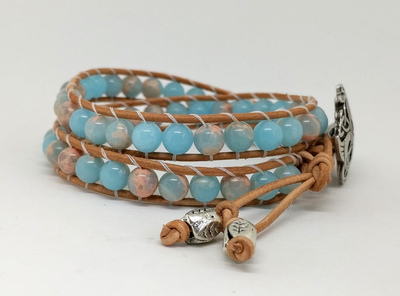 Boho Chic Sea Horse Bracelet Celtic Jewelry Irish Jewelry Bracelets for Women Blue Jasper Gemstone