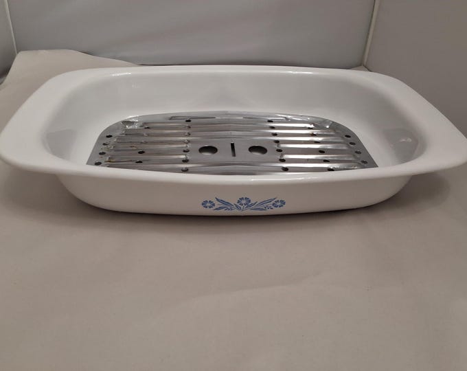 Vintage Corning Ware Corningware Blue Cornflower P-21 Roaster With Rack ...