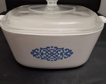 CORNING WARE CorningWare Shell Oil Blue Macrame or Medallion 2.5 Qt Casserole A-2.5-B