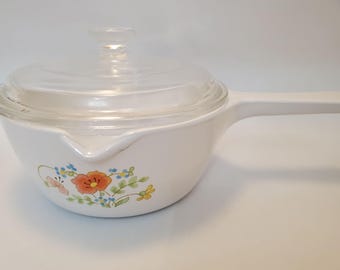 Corning Ware WILDFLOWER Saucepan - 2 1/2 Cup - P-89-B With P-81-C Lid & Pour Spout *Free Shipping