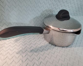 Vintage REVERE EXCEL 1 Quart Pot with Double Sided Drain Spouts and Colander Lid *Free Shipping