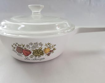 Vintage Corning Ware SPICE O' LIFE La Sauge Saucepan Menuette and glass lid ~ 1 Pint - Free Shipping