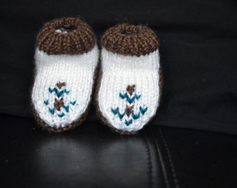 Baby Moccasins - Hand Knit Moccasins - Baby Booties - Booties - Hand Knit Baby Booties - Slippers - Baby Shoes - Infant