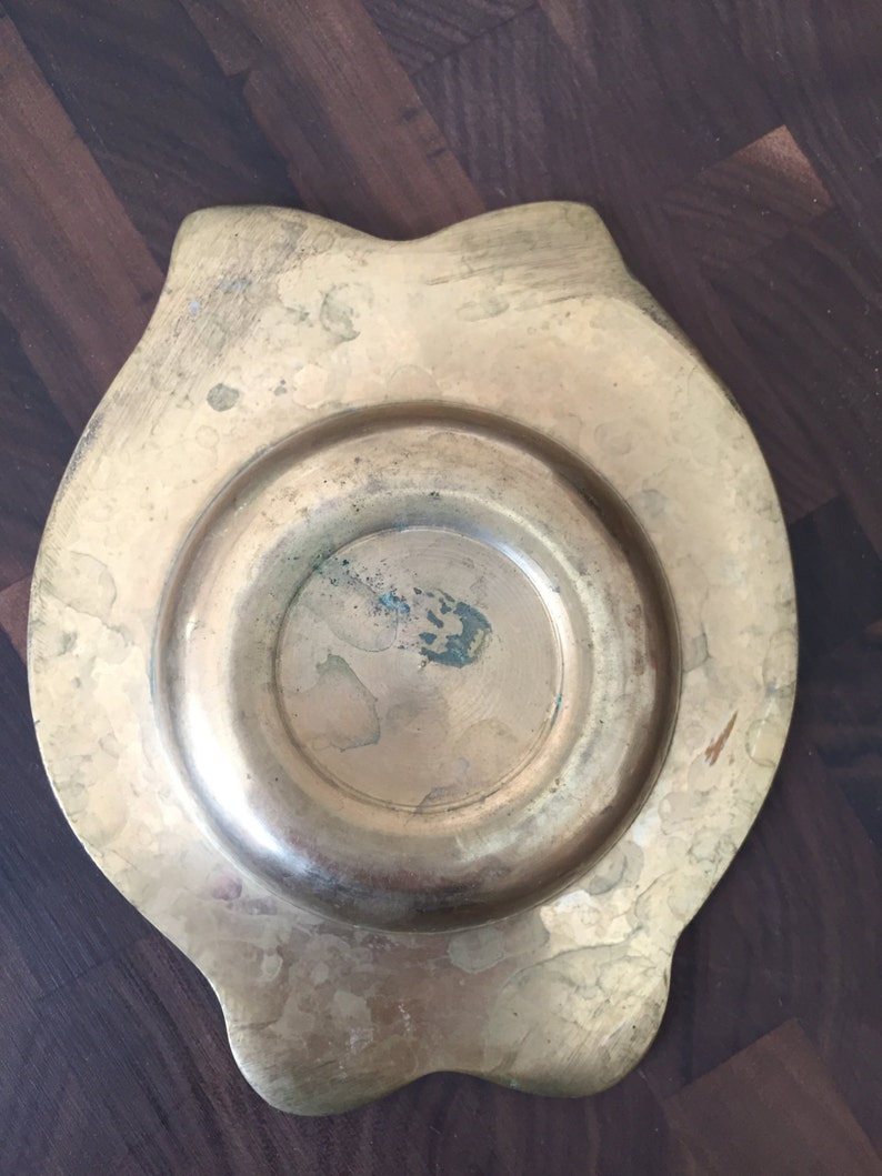 Vintage Brass Owl Ashtray