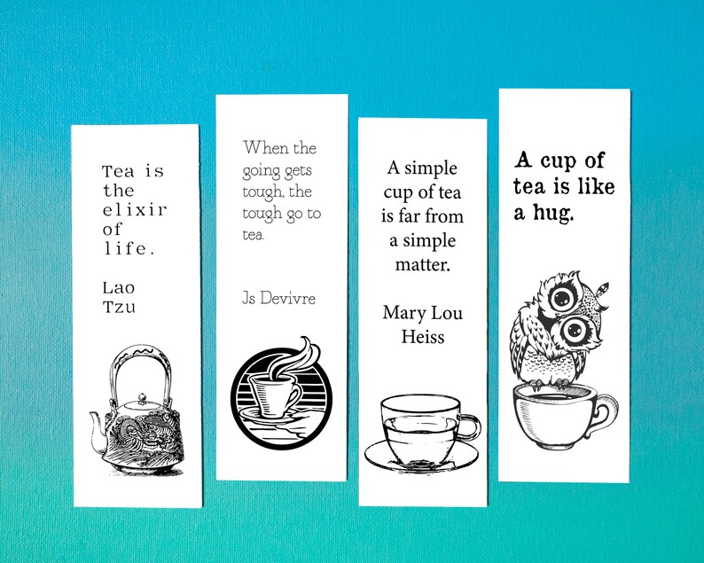Printable Bookmarks Quote Print Tea Gifts Literary Tea | Etsy