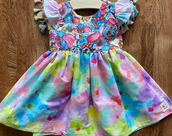 Embroidered dumbo birthday dress Dumbo party dumbo Birthday Dress Girls dumbo Dress elephant Birthday Dress carnival dress