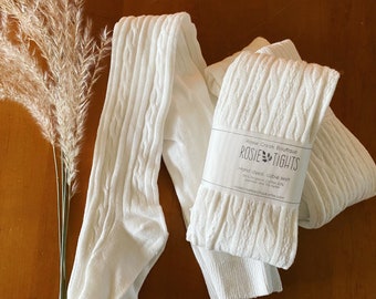 ivory cable knit tights baby