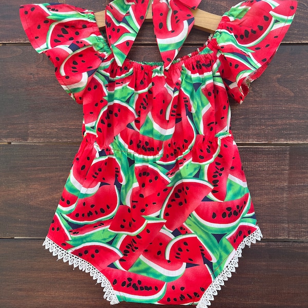 Baby Girl Watermelon Whimsy Romper Dress main image 0