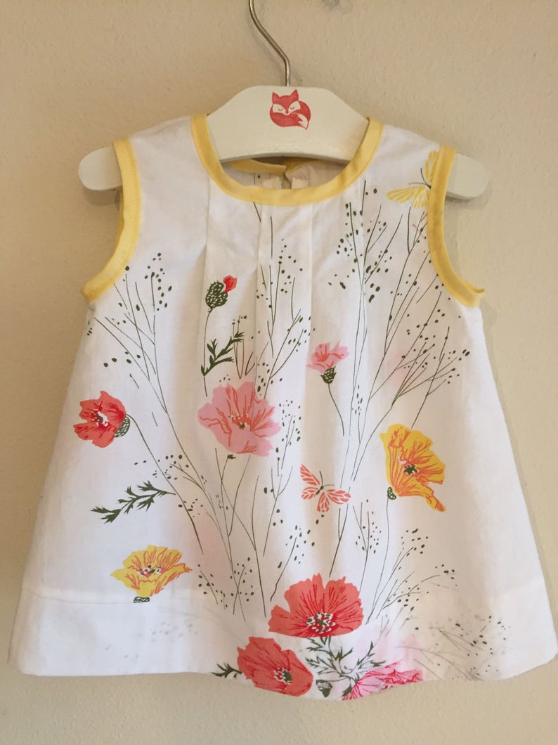 Floral Spring Summer Dress Vintage cotton Baby Dress Cotton Sundress Summer Sundress 6-9 months baby dress classic Girl |