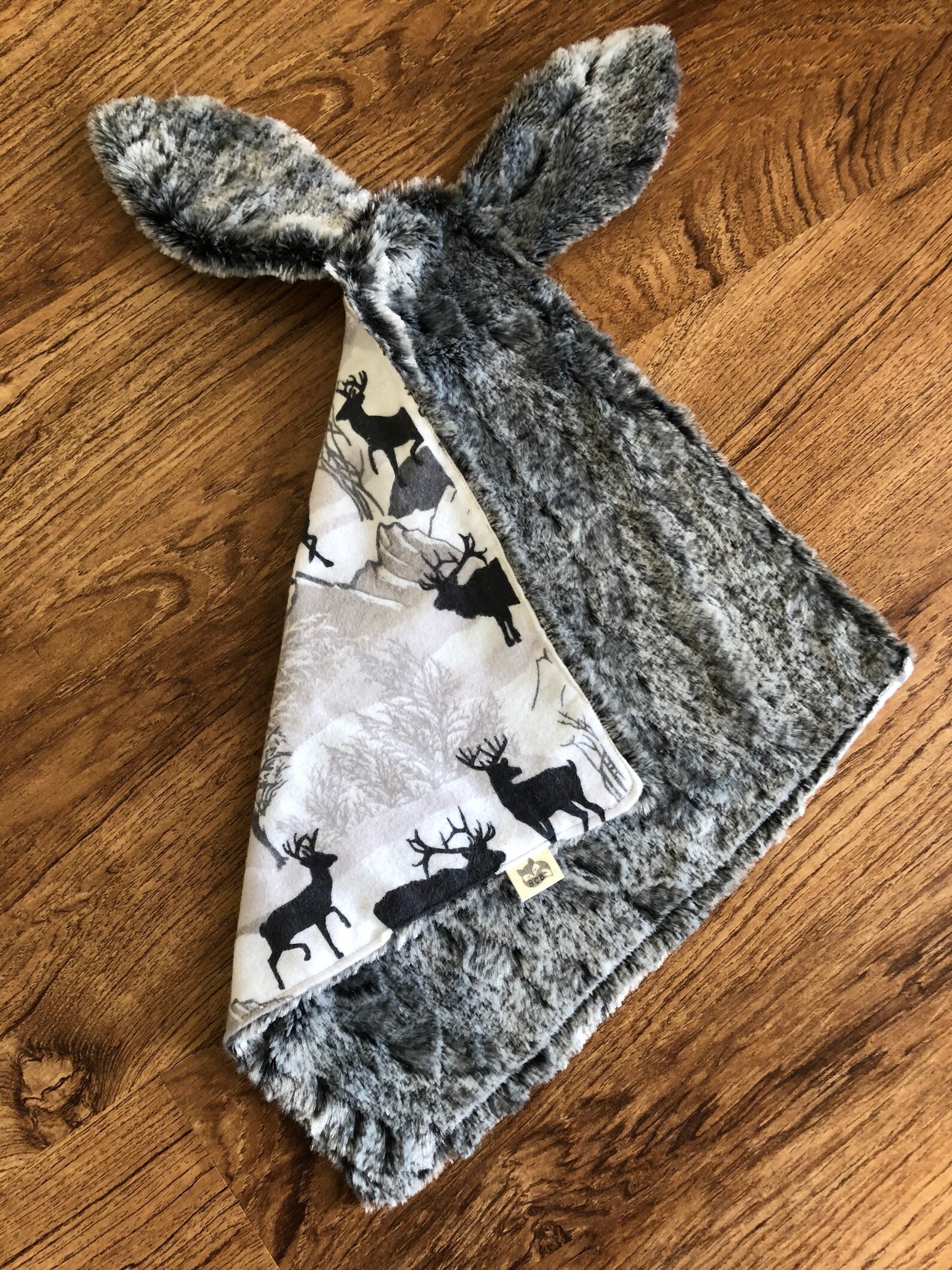 Bunny Ear Baby Blanket Bunny Lovey Blankie Faux Fur Etsy