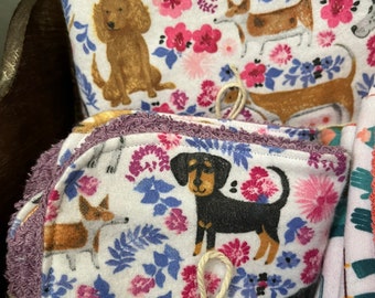 dog | Flannel Burp Cloths | Set of Burp Rags |puppy Burp Rags| Spit Cloths| Baby Shower present | Handmade Burp Cloth purple dog baby gift