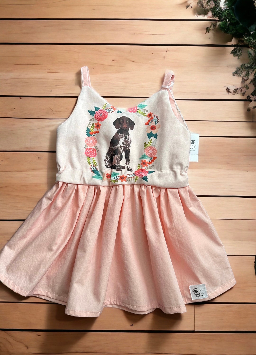 Rosa 12-18 German Shorthair Baby Dress GSP 100% cotone abito