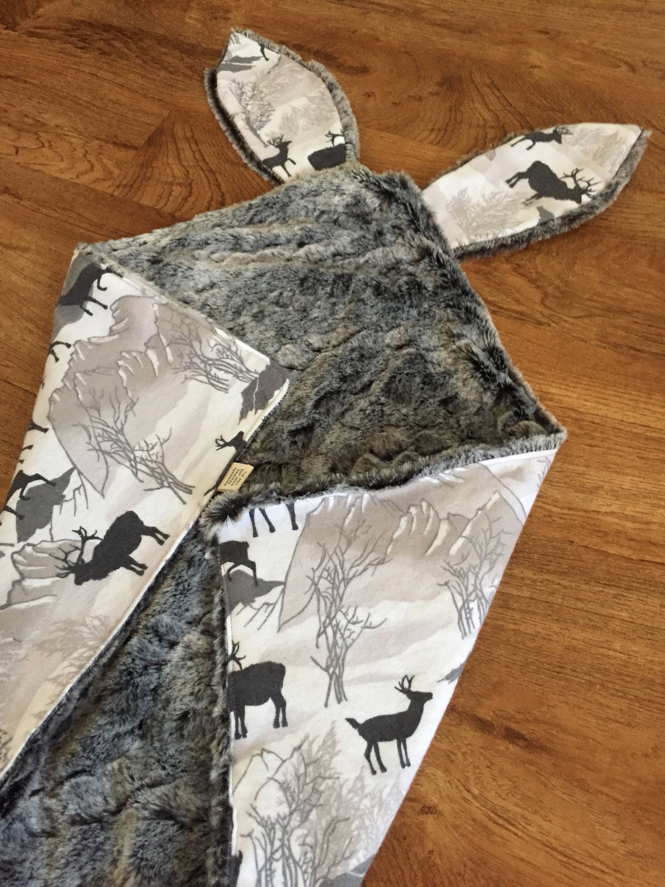 Bunny Ear Baby Blanket Bunny Lovey Blankie Faux Fur Etsy