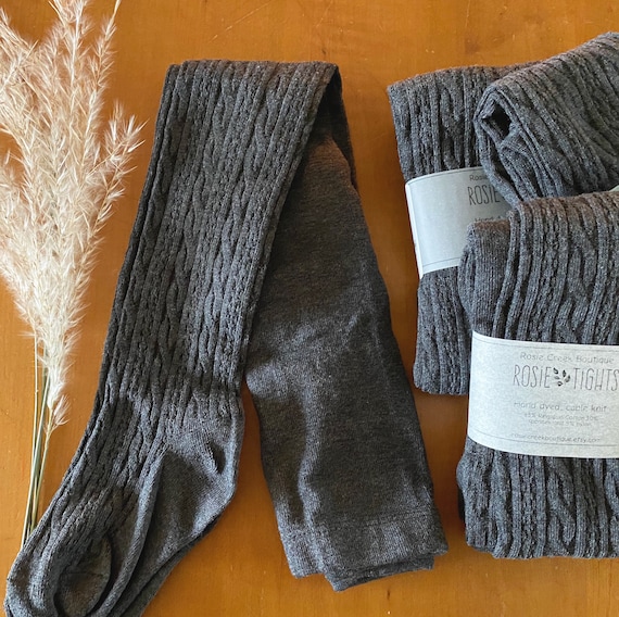 Cable Knit Tights - Grey