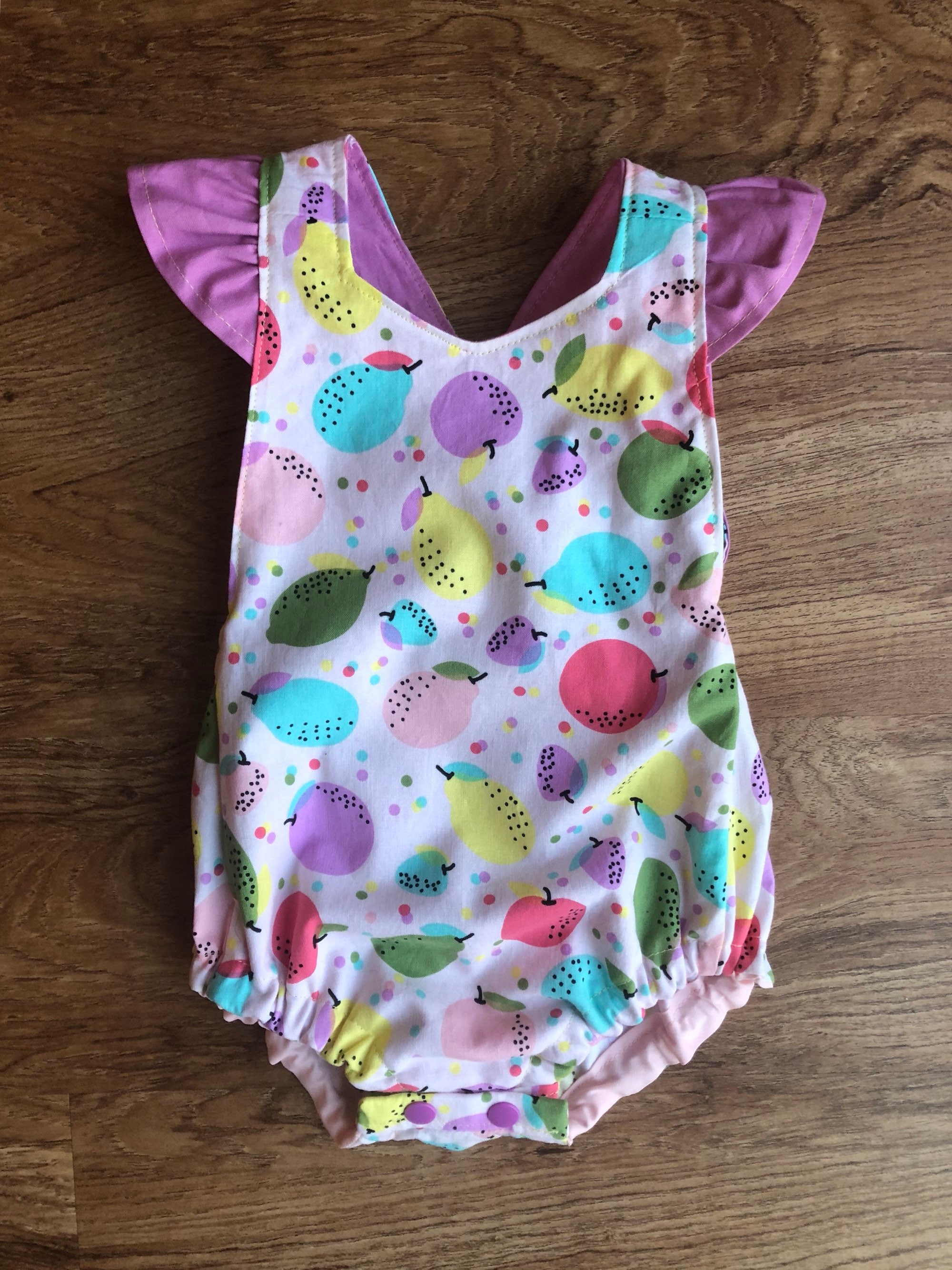 Pink Lemon Romper Toddler Baby Fruit Playsuit Colorful Etsy