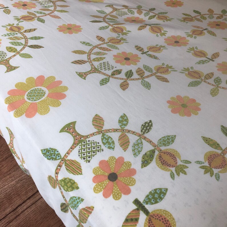 Vintage Floral Crib Sheet Orange Flower Crib Bedding Baby Etsy