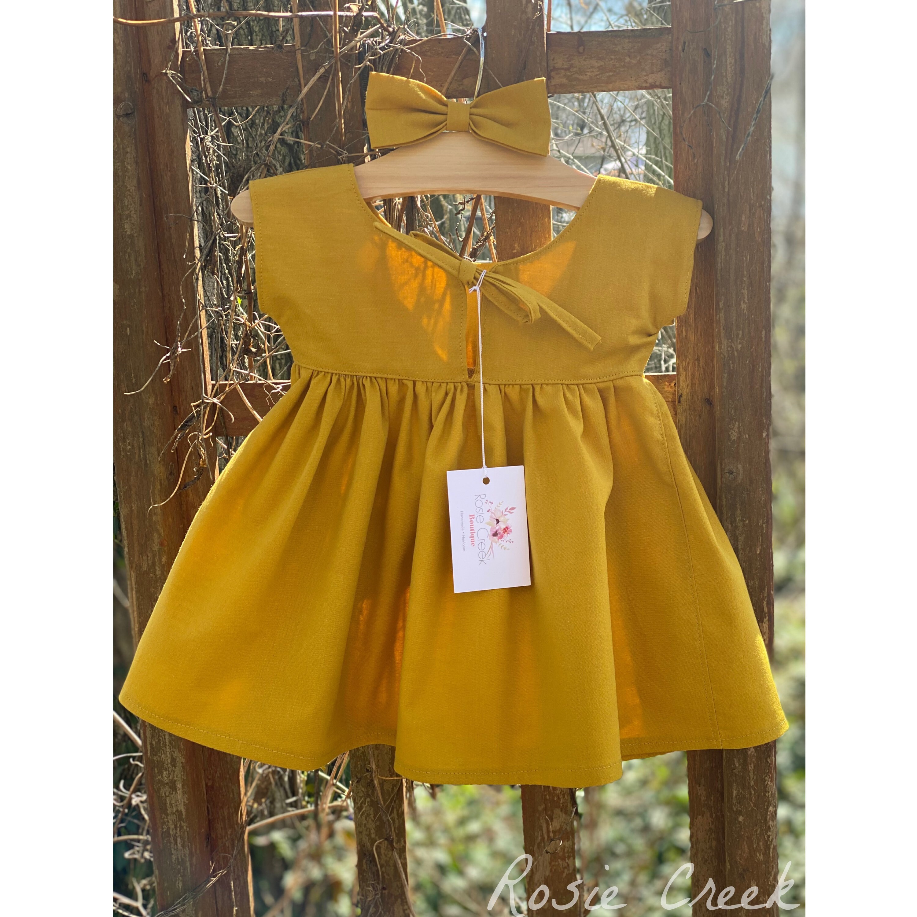 Mustard Yellow Baby Dress Baby 100 Cotton Dress Baby Etsy