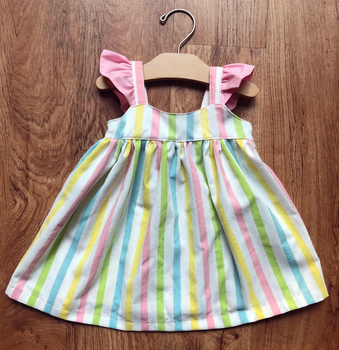 Pastel Stripe Flutter Dress Toddler Girl Birthday Dress - Etsy