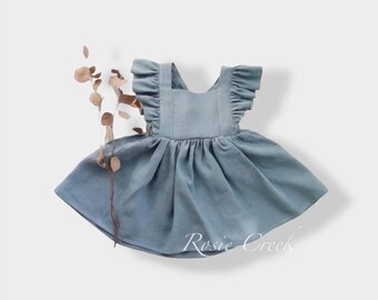 Mint or Toffee Tan Bellevue Dress | neutral girl animal Dress | country linen  toddler dress | Baby Toddler Dress |  boho dress