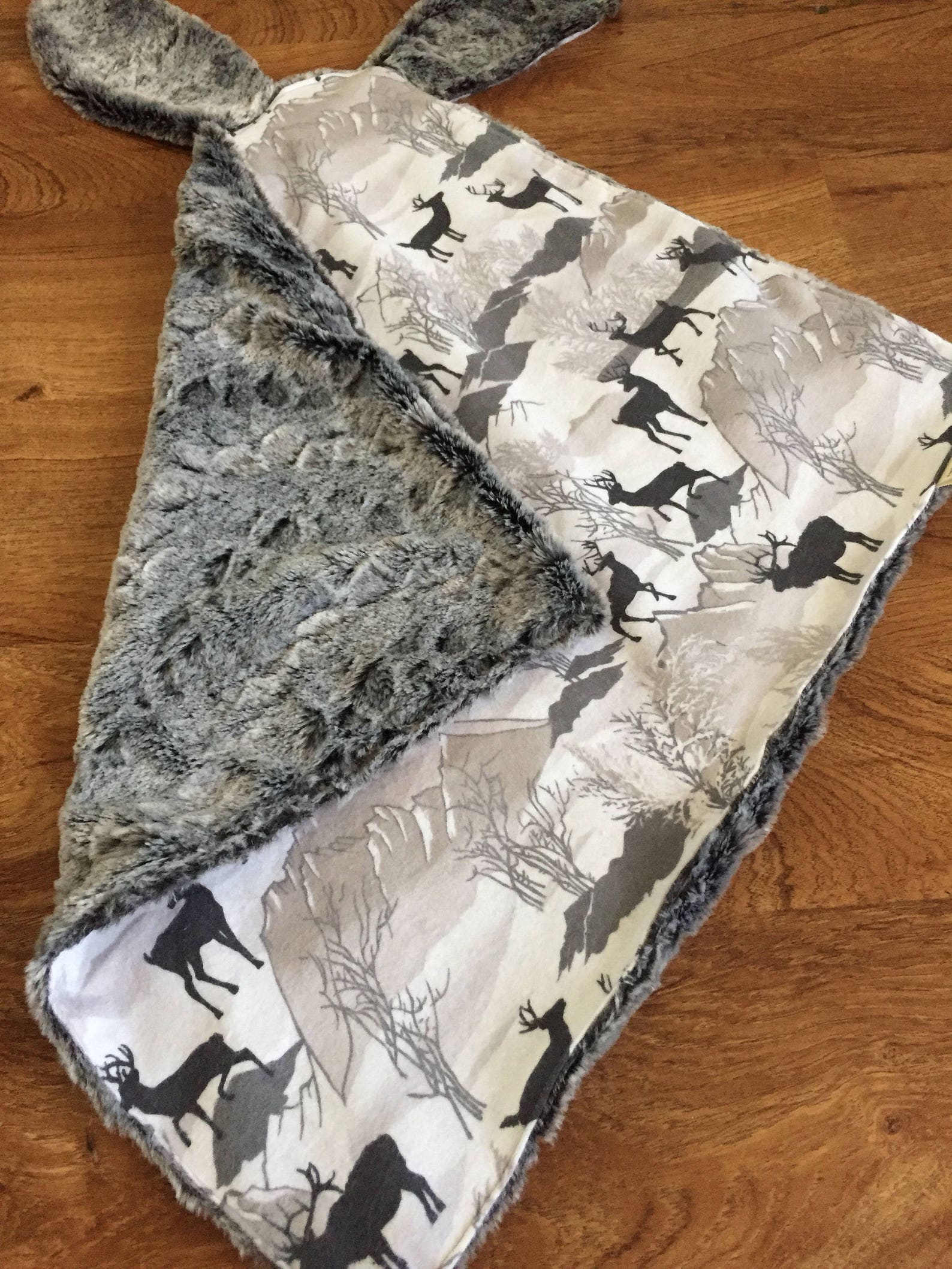 Bunny Ear Baby Blanket Bunny Lovey Blankie Faux Fur Etsy