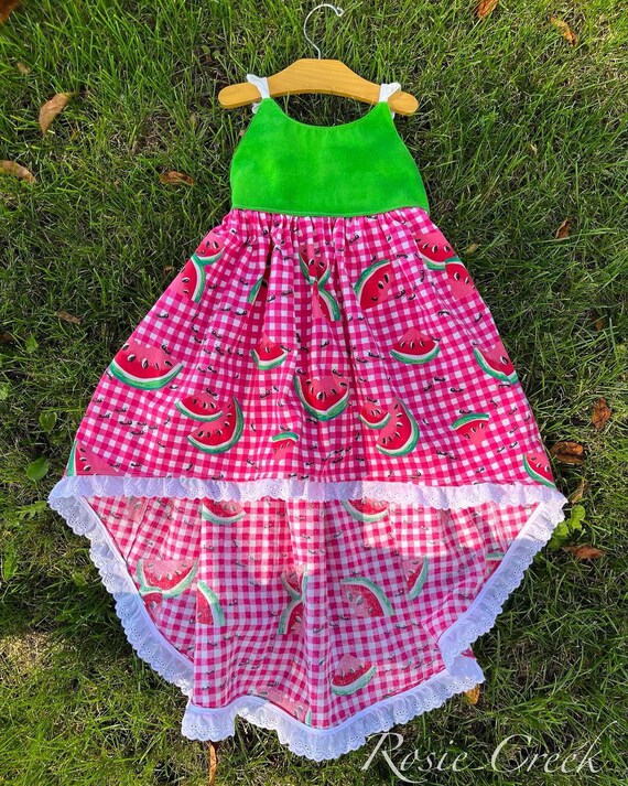 3 4T Watermelon Bright Girl Dress Baby High Low Style Colorful