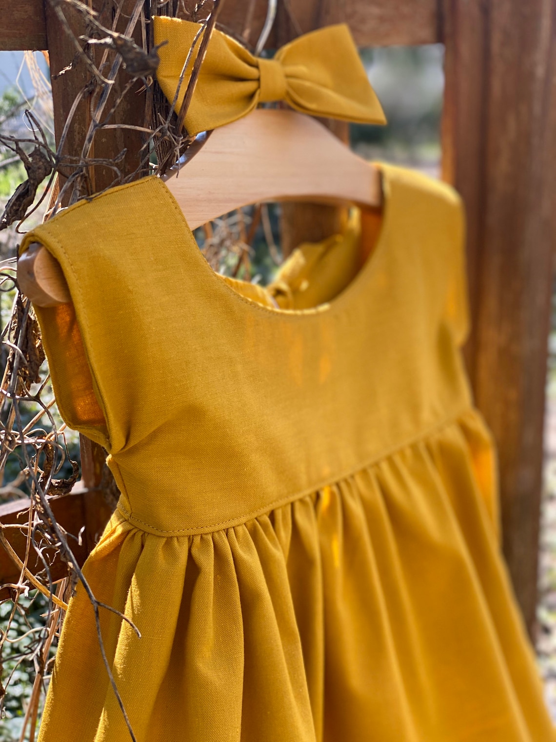 Mustard Yellow Baby Dress Baby 100 Cotton Dress Baby Etsy