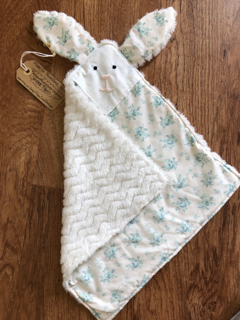 Vintage Cotton Bunny Lovey Blankie Baby blanket Child gift Etsy