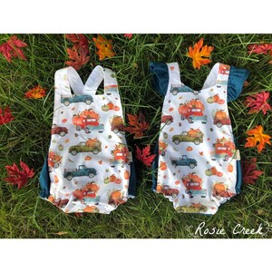 Ribbed Dump Truck and Pumpkins Romper main image 1
