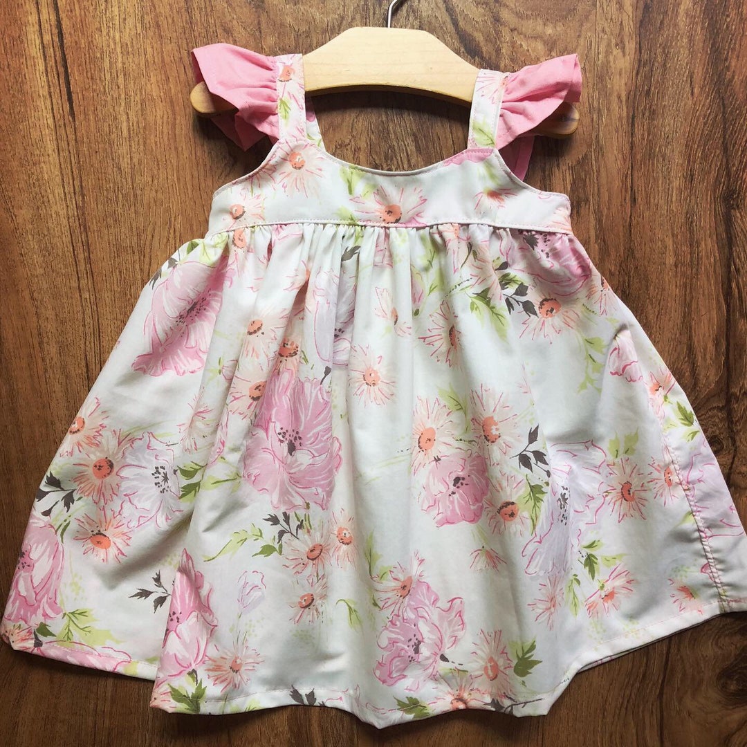 12-18 MONTHS Vintage Pink Flower Flutter Dress Toddler Girl Birthday ...