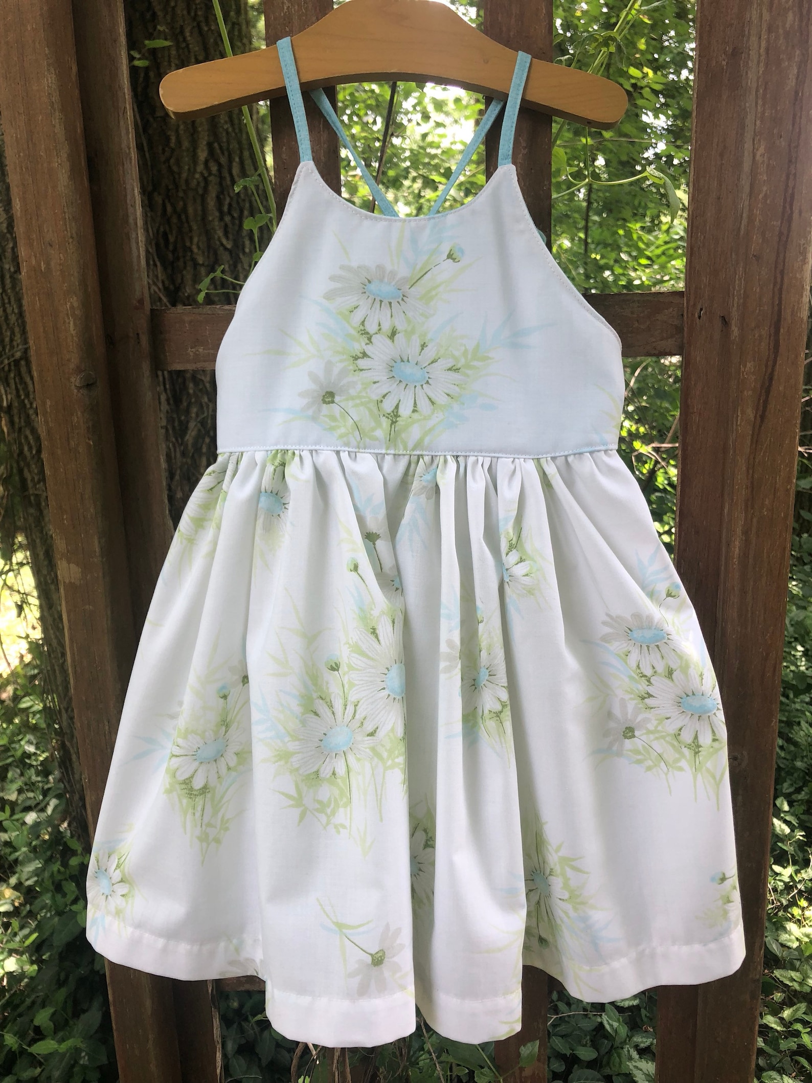 Blue Daisy Flower Dress Toddler Baby Girl Birthday Blue Etsy