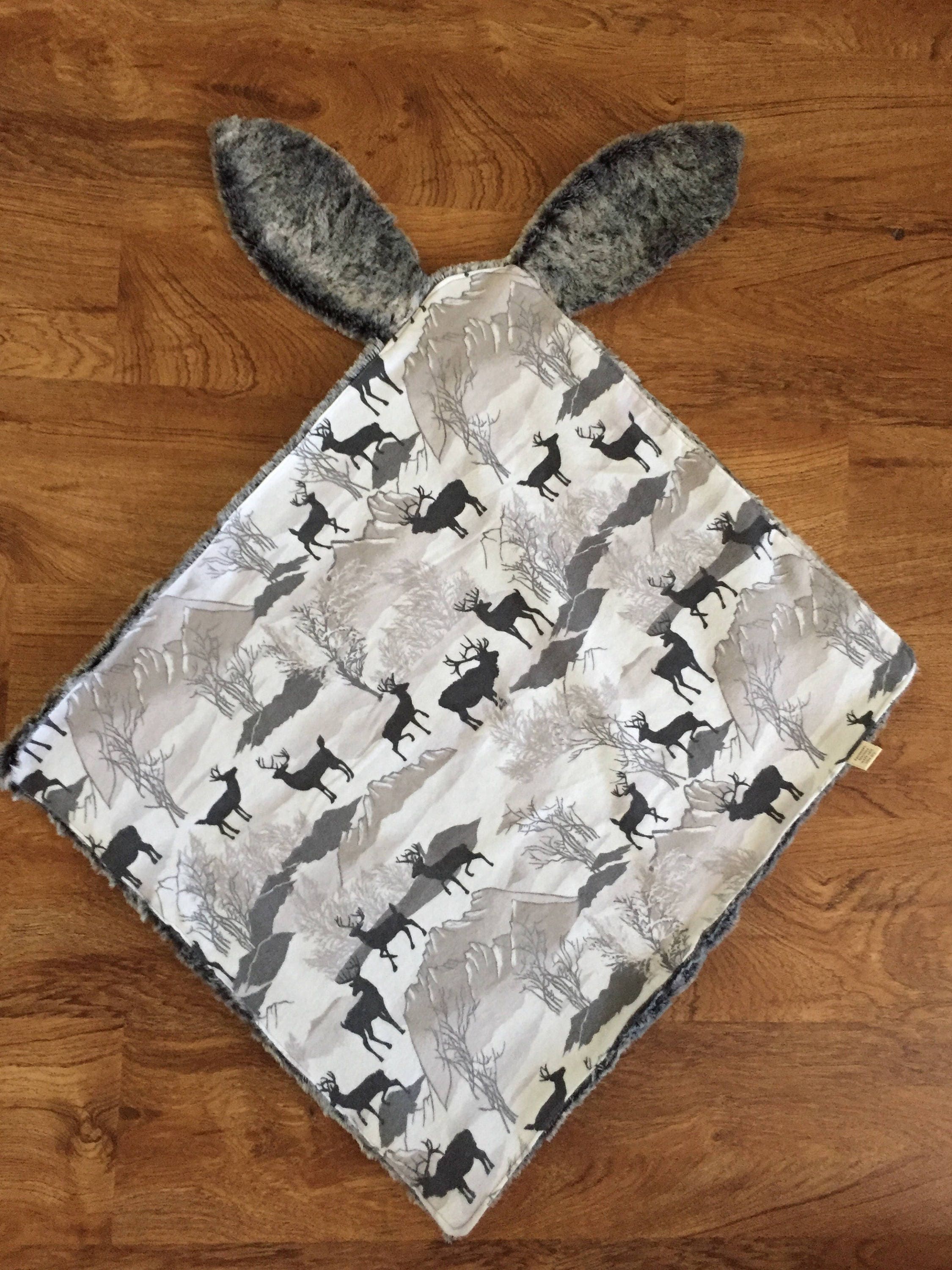 Bunny Ear Baby Blanket Bunny Lovey Blankie Faux Fur Etsy