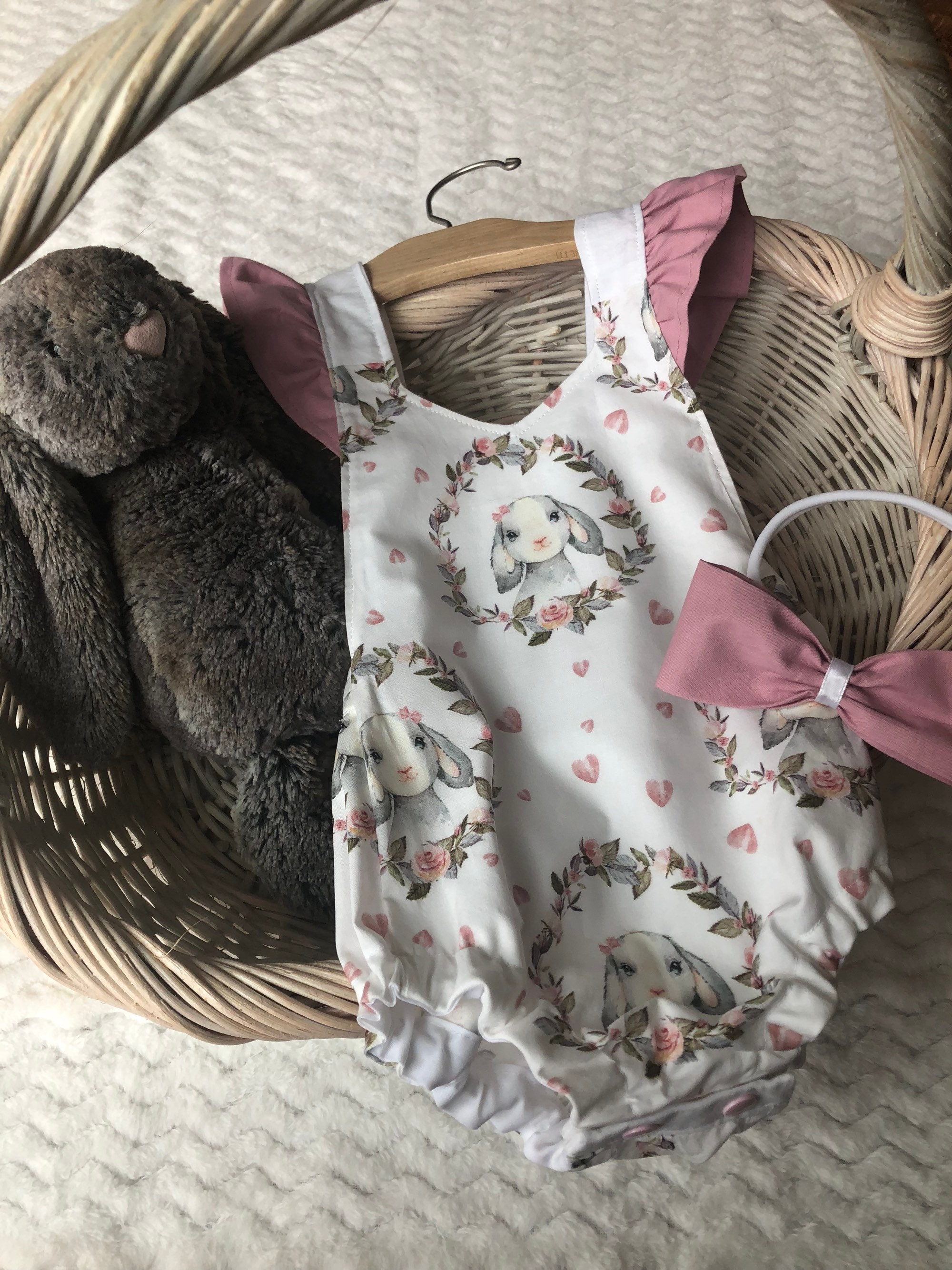 Cute Bunny Pink Frocky Style Romper