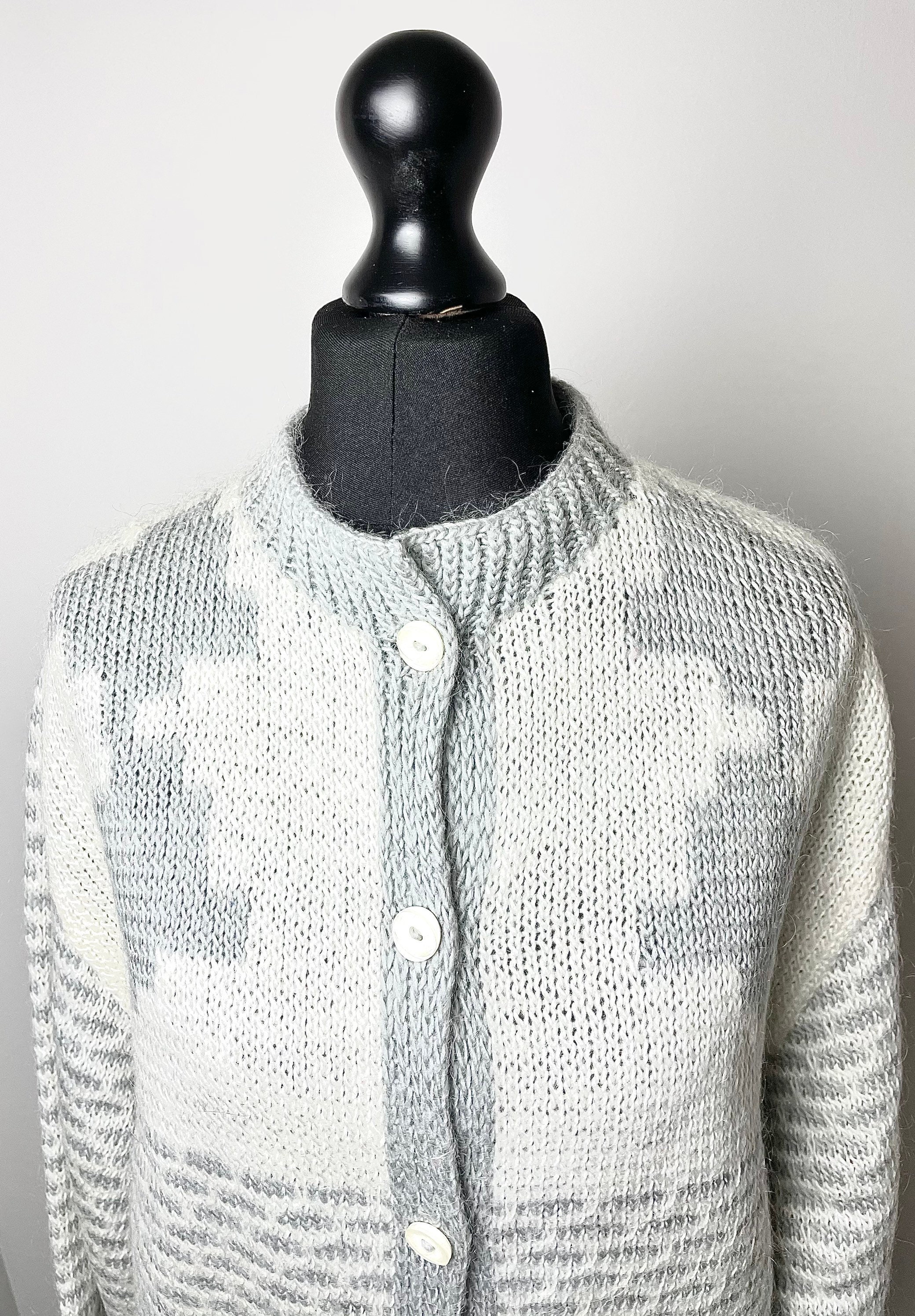 Nordic Style Patterned Wool Cardigan UK 12 M | Etsy