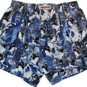 Boxershorts Ushioda Handmade, Cotton, Japanese/ Geisha Print, Blue, MAKONIA image 2