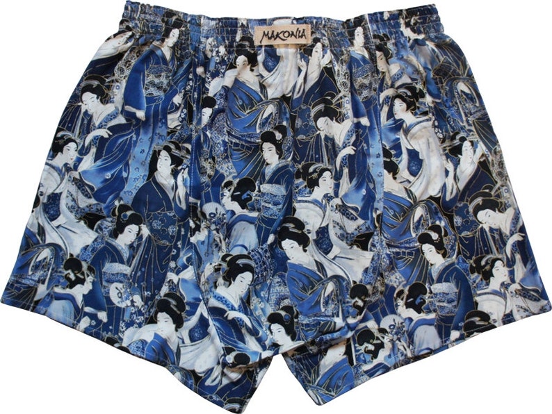 Boxershorts Ushioda Handmade, Cotton, Japanese/ Geisha Print, Blue, MAKONIA image 2