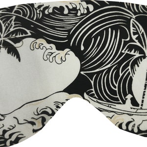 MAKONIA Schlafbrille Verschiedene Motive Baumwolle Seide Handmade Geisha Tanuki Welle Kranich Daruma japanische Muster Bild 1