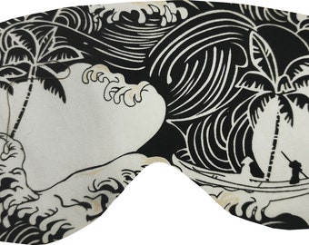 MAKONIA Sleepingmask different Motives - Cotton Silk Handmade Geisha Wave Tanuki Crane Samurai japanese Pattern Daruma