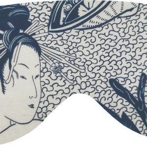 MAKONIA Schlafbrille Verschiedene Motive Baumwolle Seide Handmade Geisha Tanuki Welle Kranich Daruma japanische Muster Bild 7
